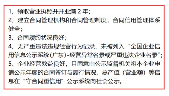 這些條件你都達不到，還想申報守合同重信用？別逗了！